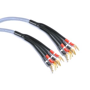 Melodika MDBA41520Gs Gunmetal Kabel głośnikowy bi-amping OFC klasy 4N 2x1,5+2x4mm2 2,0m z widłami - 2szt