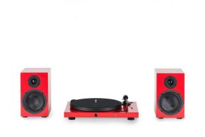 Pro-Ject Juke Box E HiFi Set Zestaw stereo z gramofonem i kolumnami Czerwony